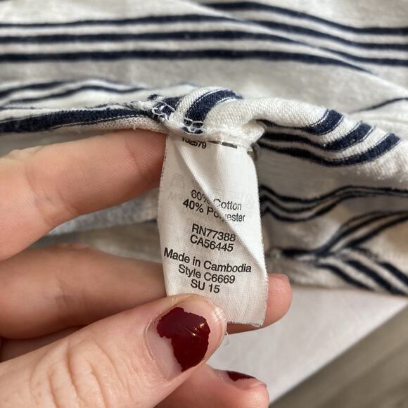 J Crew‎ Women's White Black Striped Scoop Neck T Shirt Est. Size L Preppy Basics - Picture 5 of 10